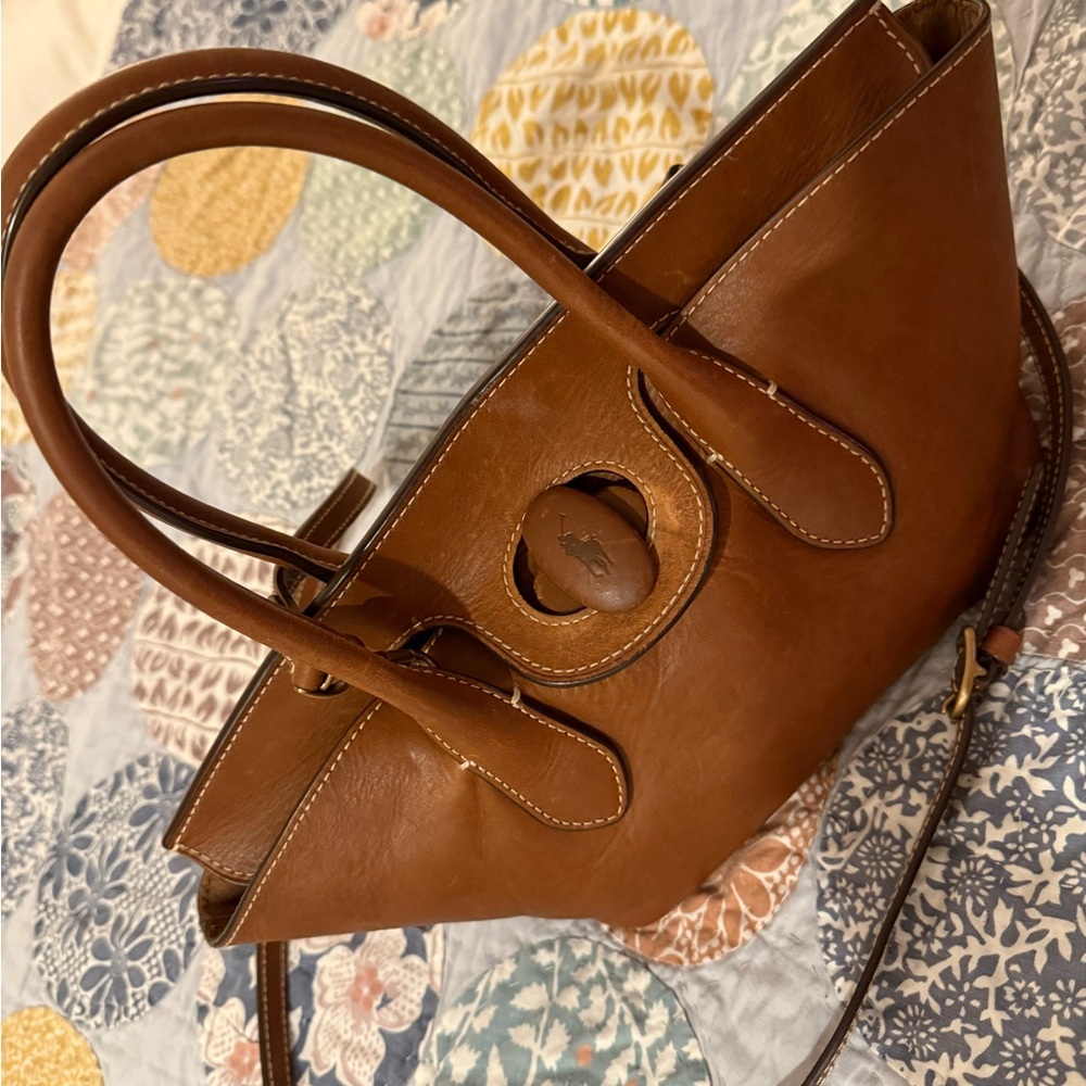 Polo by Ralph Lauren Brown Leather Shoulder Bag with Structured Elegance